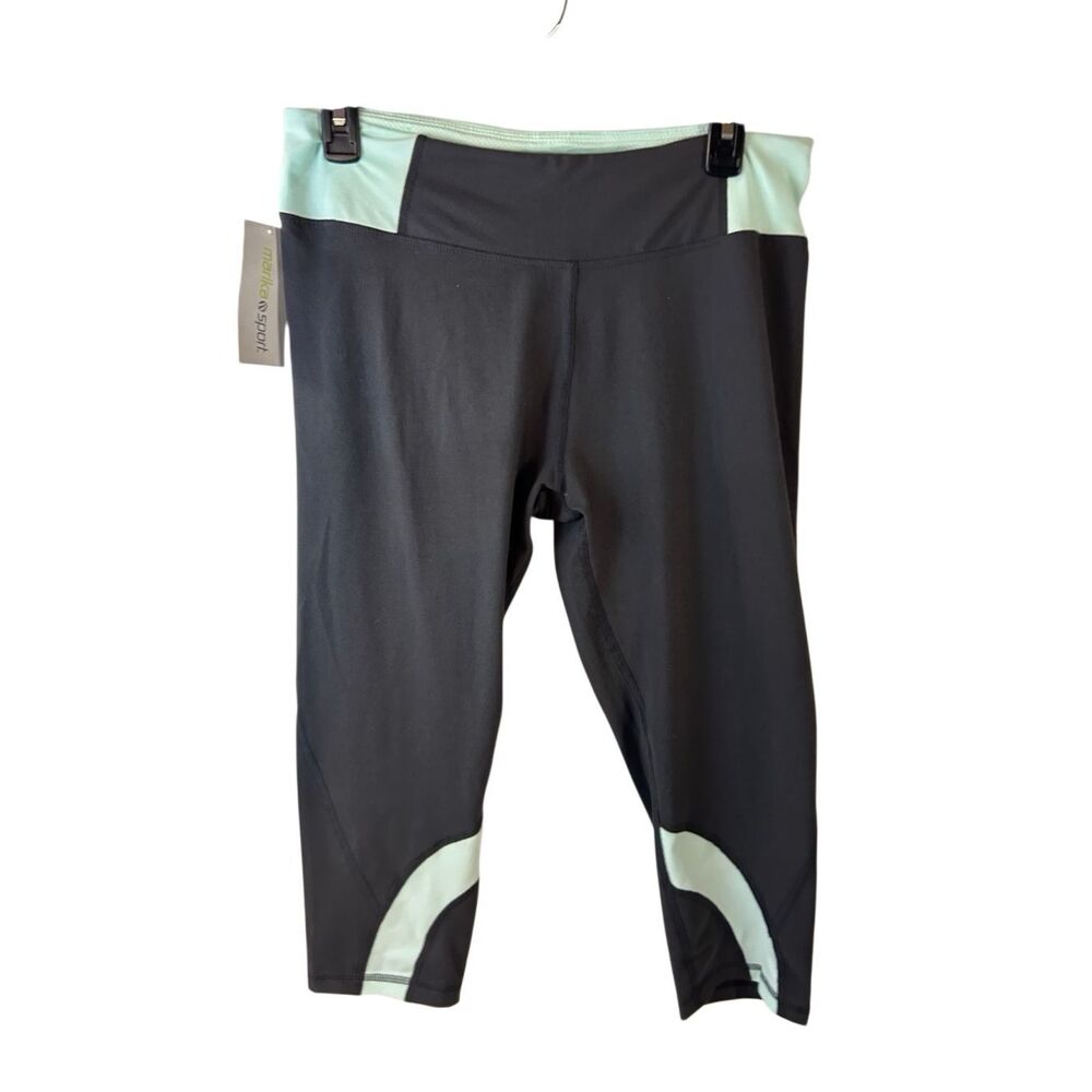 Marika Sport Capri‎ pants Large 12/14 active pants rn#137013 $42 gray/aqua